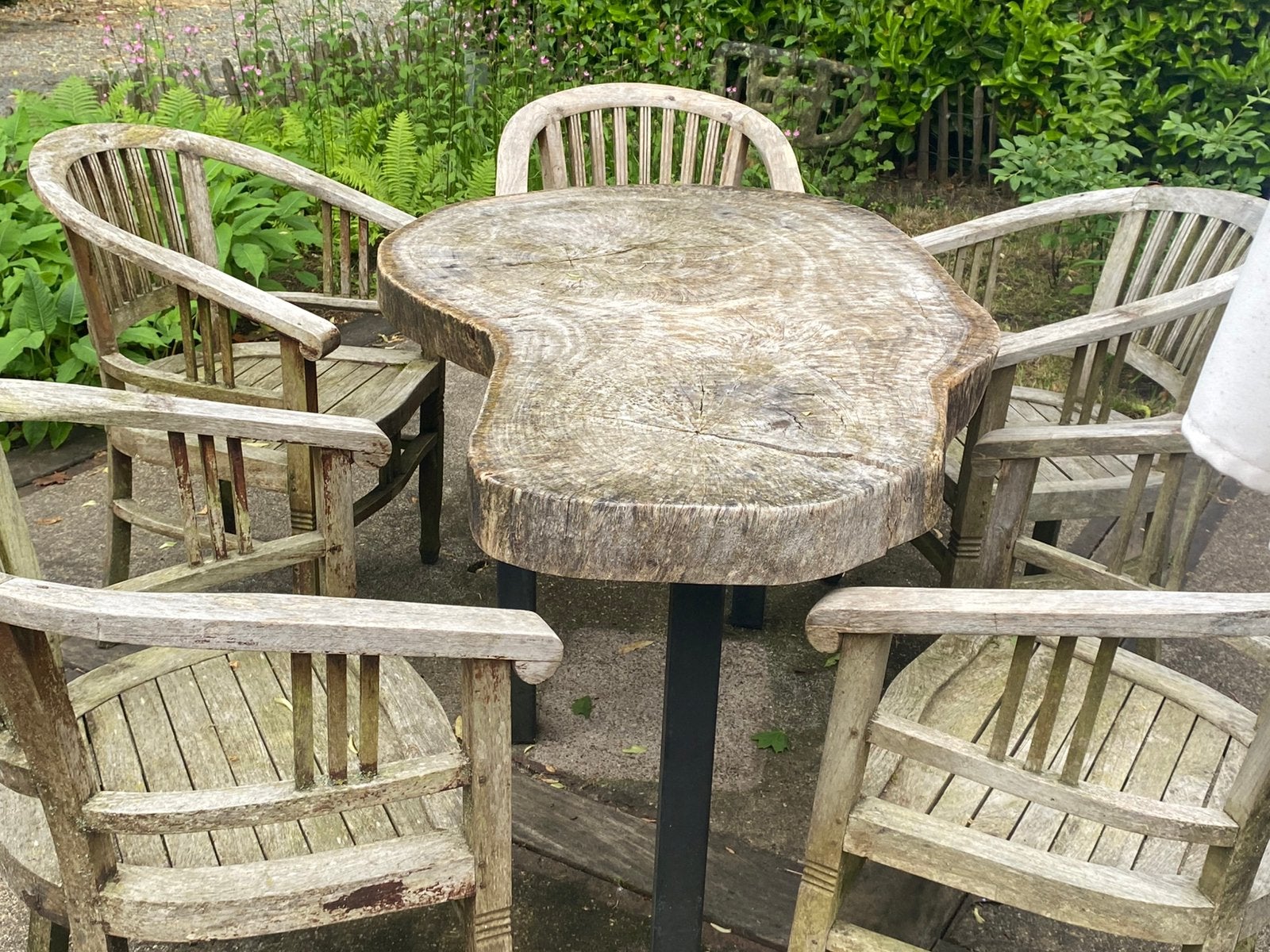 Teakhouten tuinset, Ophalen, Gebruikt, Ovaal, Teakhout