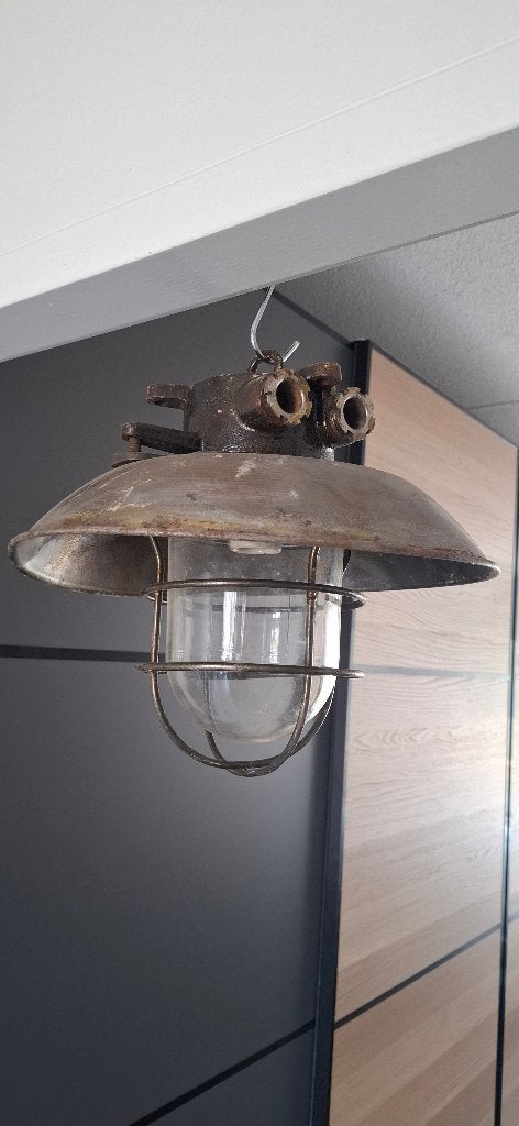 Industriële Vintage Kooilamp | Antieke Scheepslamp, Ophalen of Verzenden