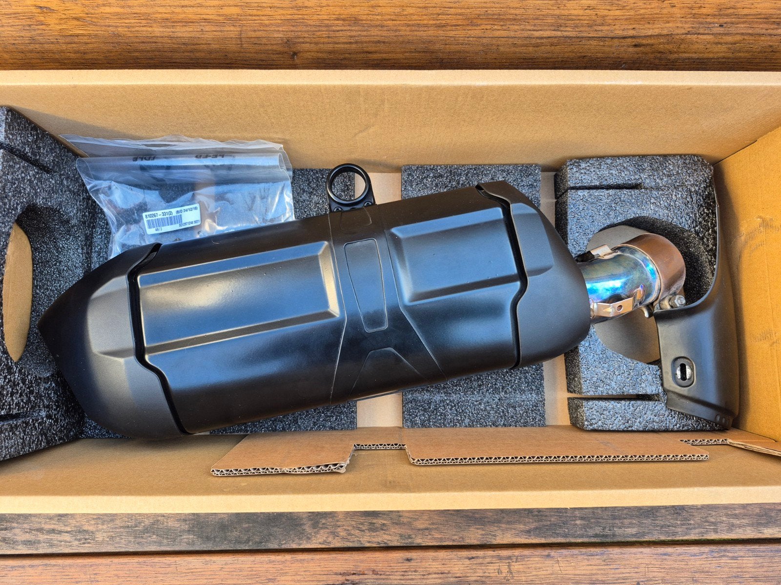 Nette zwarte OEM uitlaat demper BMW GS R1200GSA R1250GS(A), Motoren, Onderdelen | BMW, Gebruikt, Ophalen of Verzenden