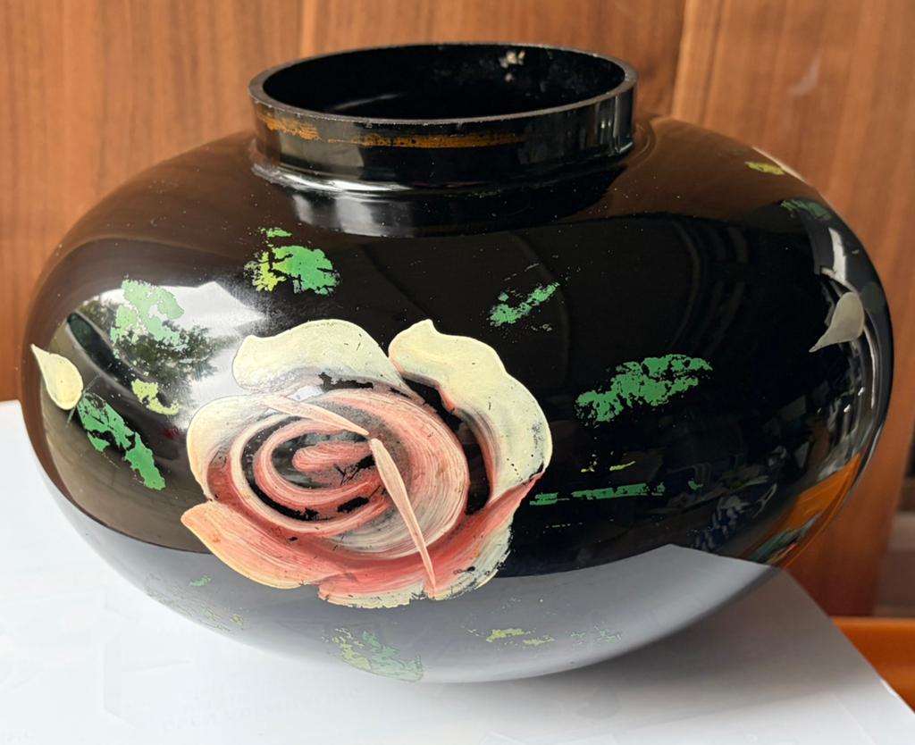 Art Deco Booms zwart glazen bolvaas dertigerJaren, Antiek en Kunst, Ophalen
