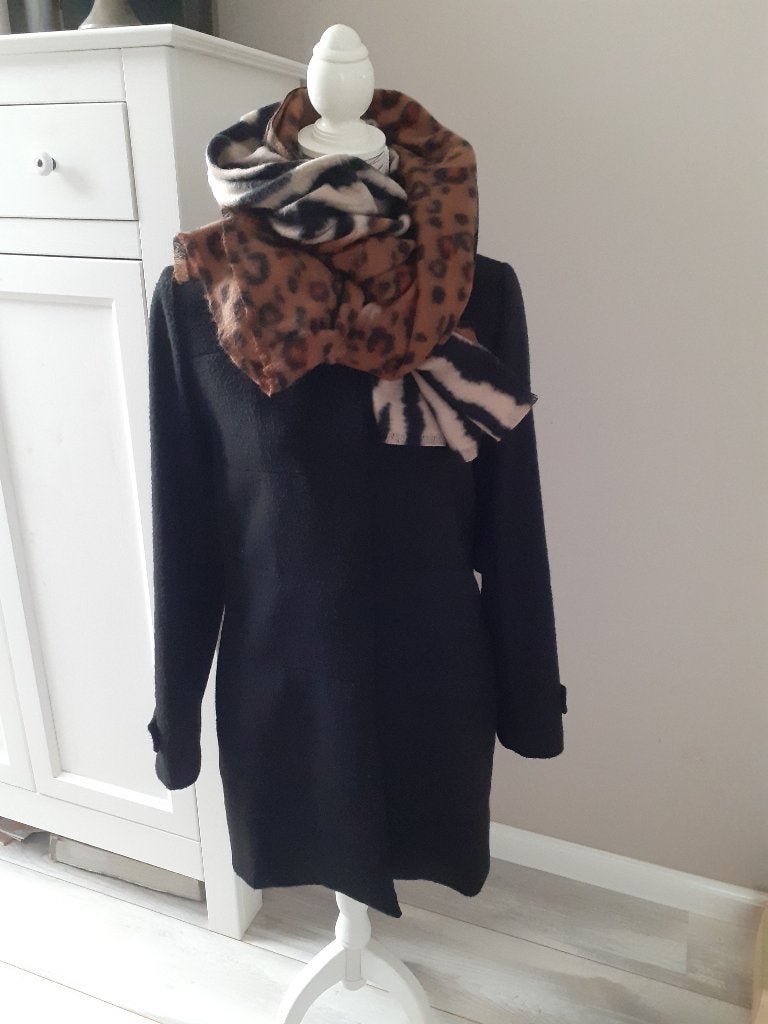 Mooi zwarte jas, PROMISS, maat 40, nieuwstaat!, Maat 38/40 (M), Promiss, Zwart, Ophalen of Verzenden