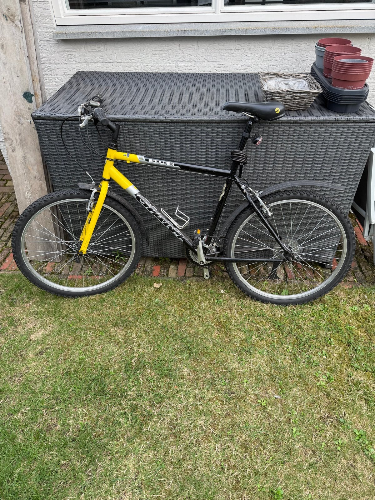 Giant Boulder Mountainbike - Zwart/Geel, Gebruikt, Hardtail, 53 tot 57 cm, Heren