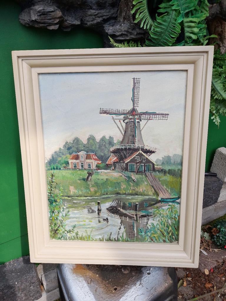Schilderij.bolwerks.molen, Antiek en Kunst, Kunst | Schilderijen | Klassiek, Ophalen