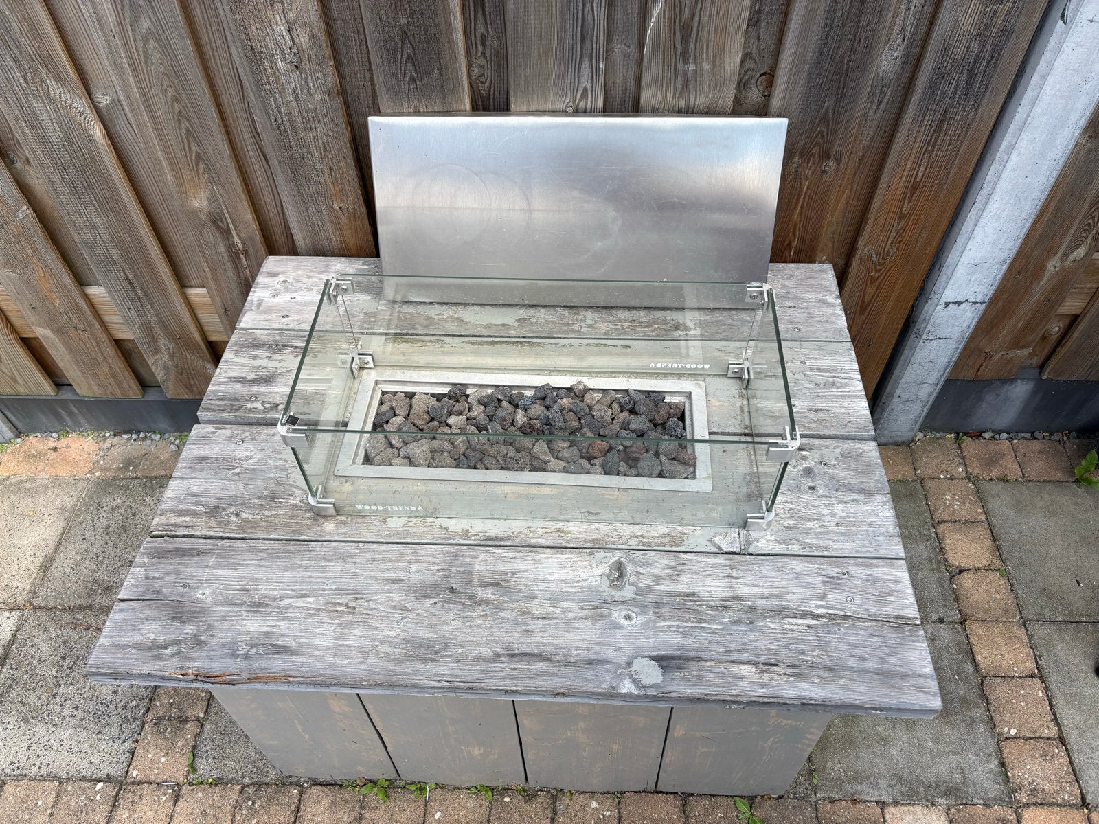 Vuurtafel met Glazen Omranding en rvs deksel, Ophalen, Gebruikt, Vuurkorf