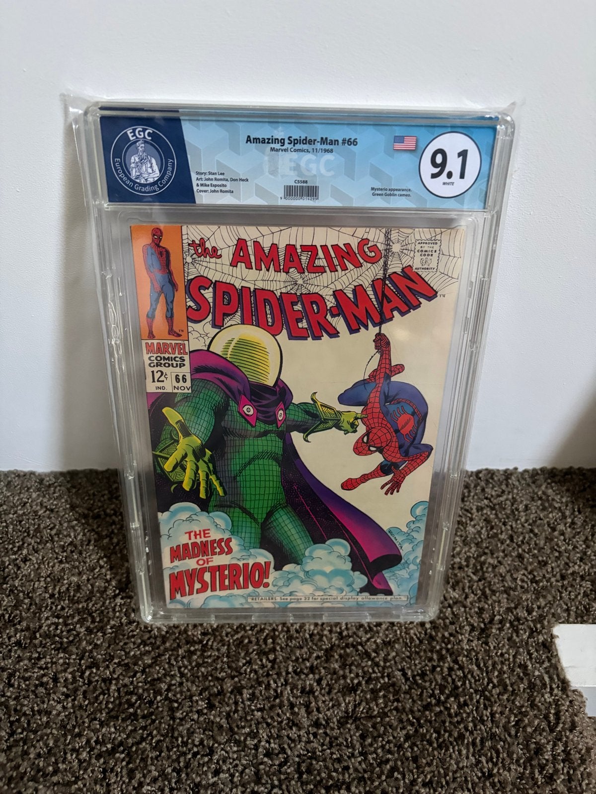Amazing Spider-Man #66 EGC 9.1 - The Madness of Mysterio!, Boeken, Strips | Comics, Eén comic, Verzenden, Zo goed als nieuw, Amerika