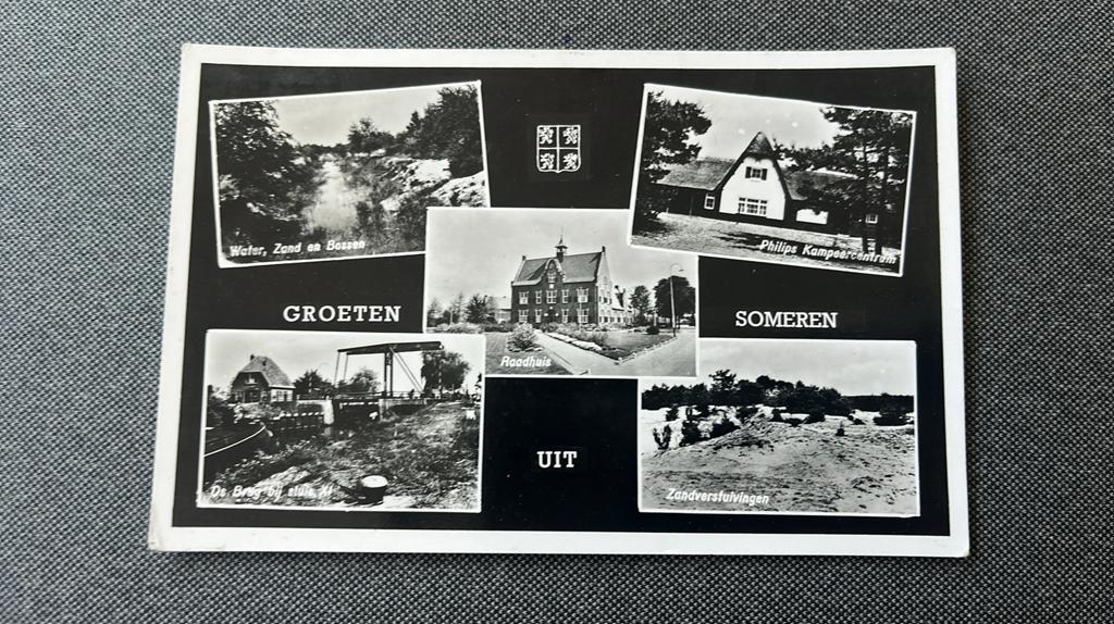 Someren 5 luik met Schipbrug bij Sluis XL, Ophalen of Verzenden, 1940 tot 1960, Gelopen, Noord-Brabant