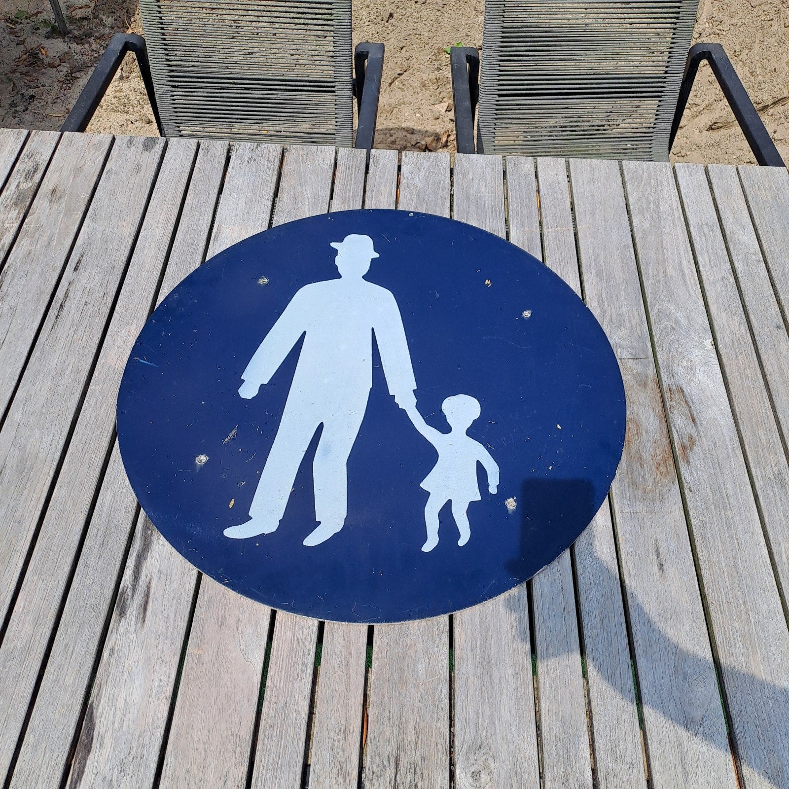 Oud verkeersbord rond 60cm, Ophalen of Verzenden, Gebruikt, Reclamebord
