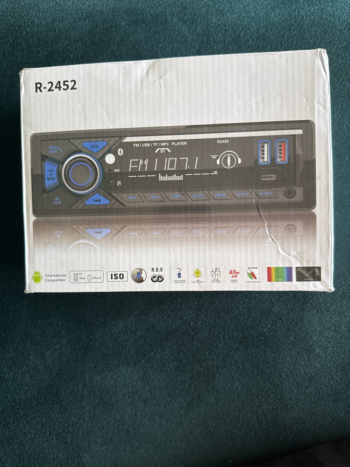 Nieuwe R-2452 Bluetooth Autoradio | USB | FM | MP3 | 1 DIN, Ophalen of Verzenden, Nieuw
