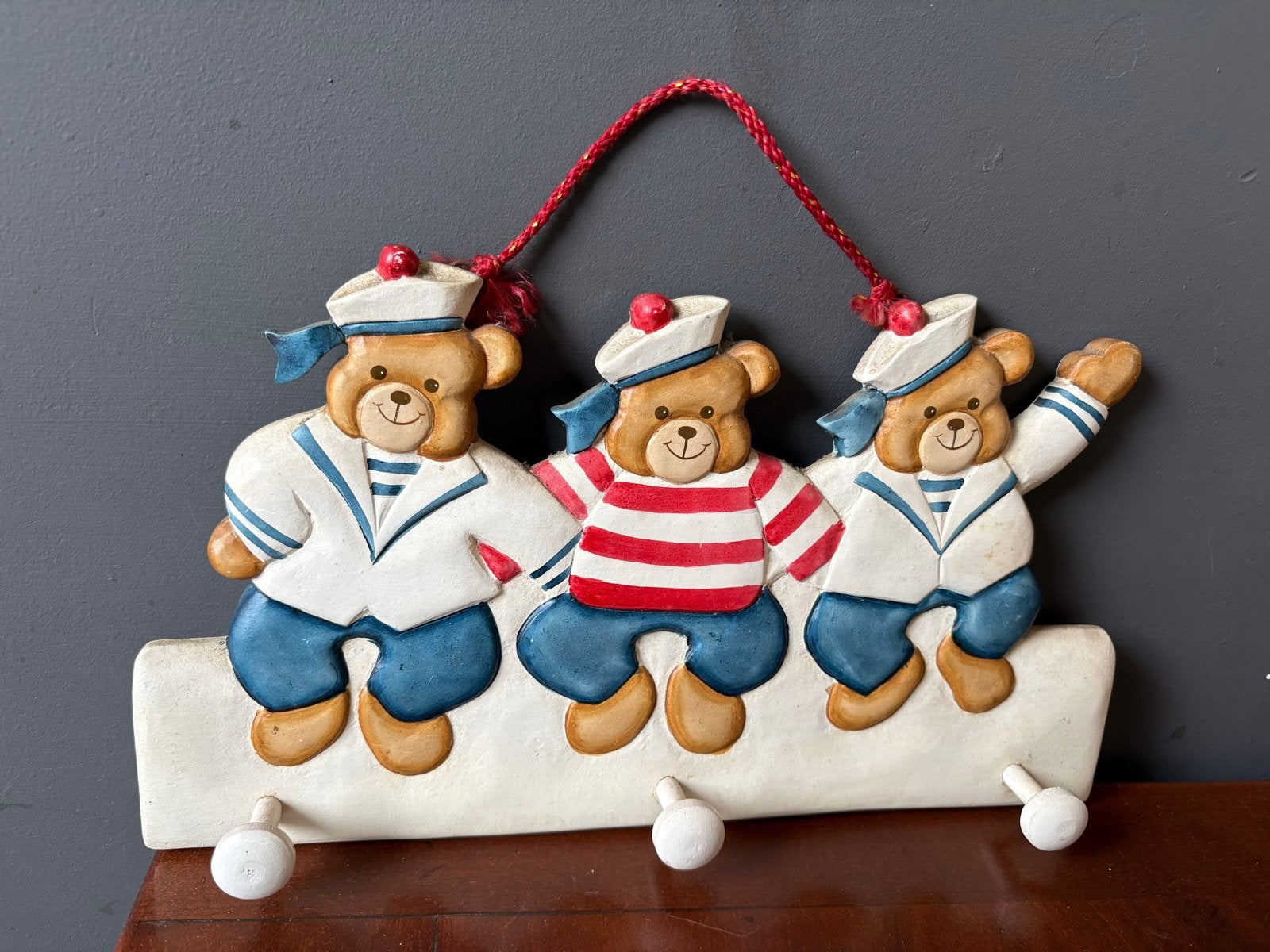 Leuke Kinderkapstok met Zeemansbeertjes - 32x18cm, Overige materialen, Gebruikt, Ophalen of Verzenden, Minder dan 100 cm