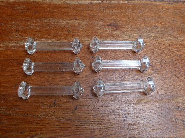 6 art deco persglazen messenleggers, Ophalen of Verzenden
