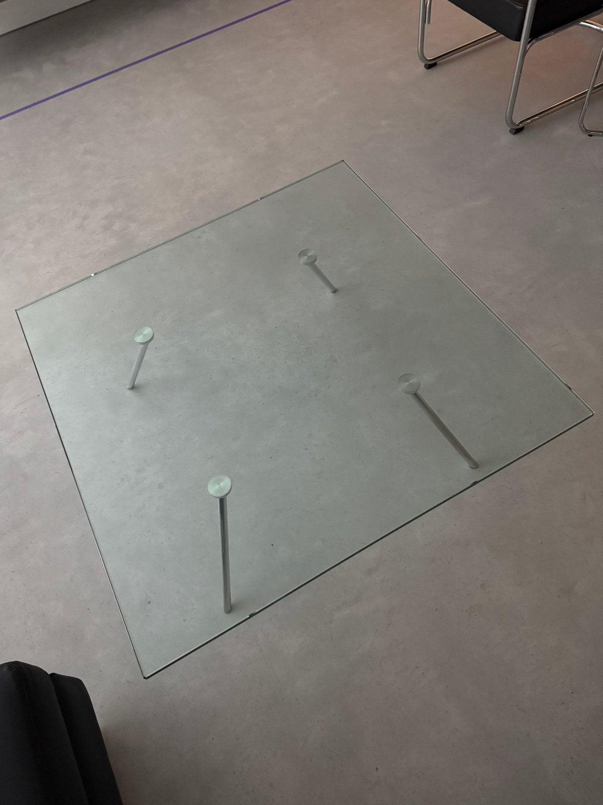 Vierkante glazen salontafel Maupertuus, 100 x 100 cm., Ophalen, 50 tot 100 cm, Vierkant, 50 tot 100 cm