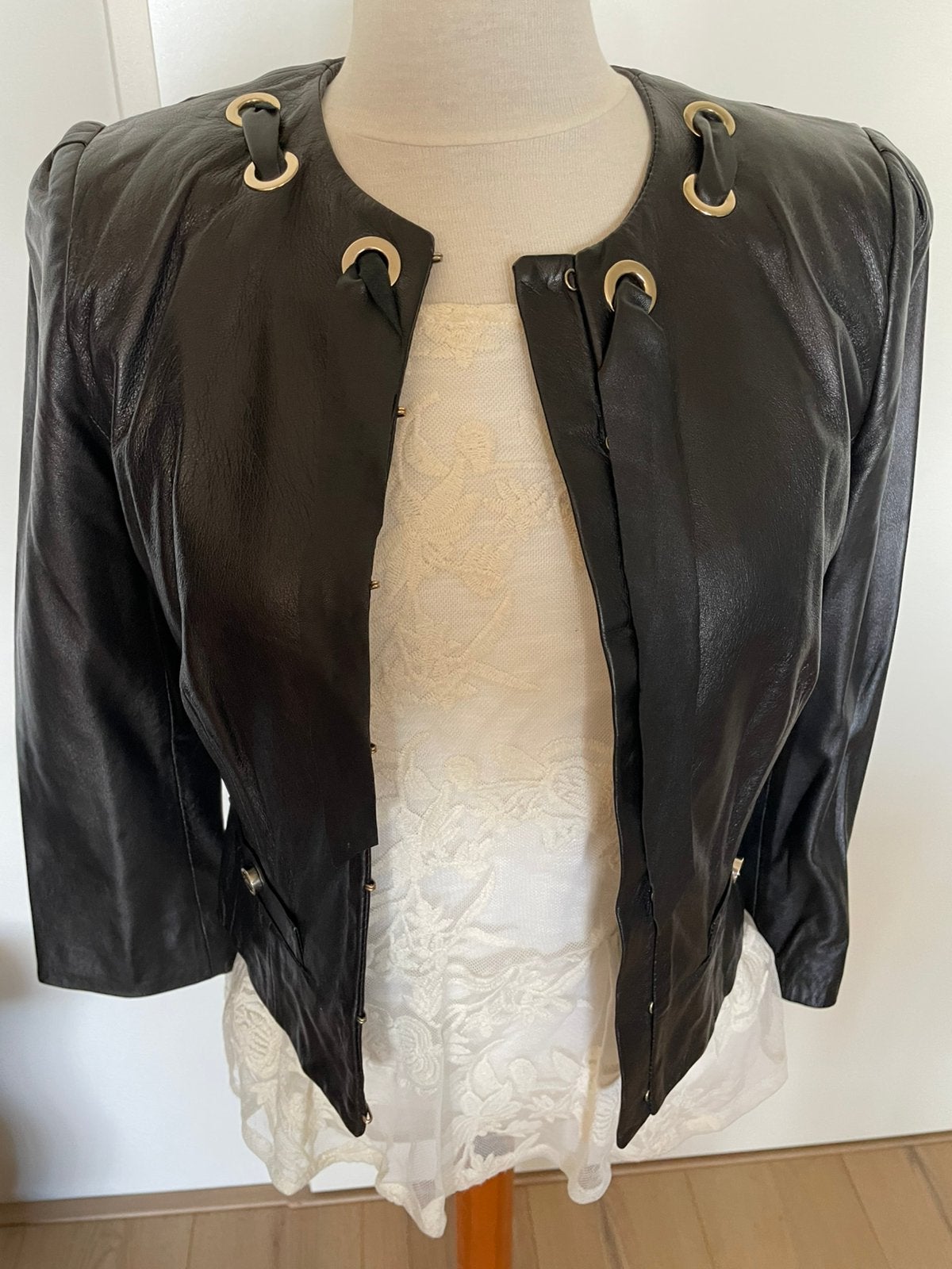 Elisabetta Franchi Gold zwart leren jasje zgan It 42/ nl 36, Verzenden, Zo goed als nieuw, Maat 36 (S), Zwart