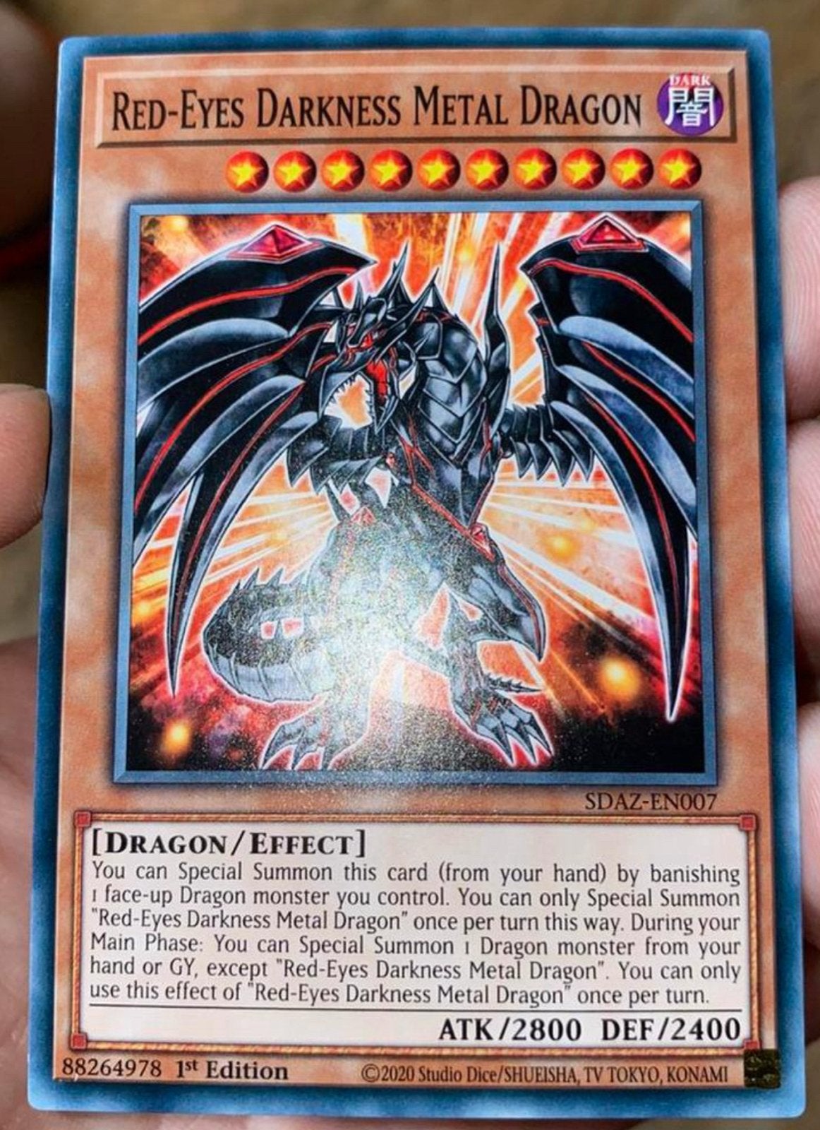 Yu-Gi-Oh! Red Eyes Darkness Metal Dragon SDAZ 1st Ed !, Hobby en Vrije tijd, Verzamelkaartspellen | Yu-gi-Oh!, Ophalen of Verzenden