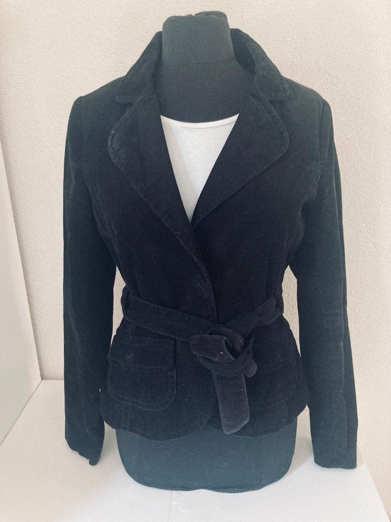 Zwarte H&M Corduroy Blazer Vrouwen met Riem - Maat M (40), Maat 38/40 (M), H&M, Zwart, Ophalen of Verzenden