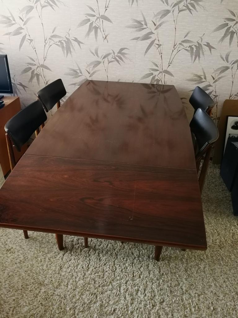 Jaren 50-60 Topform uitschuifbare eettafel met 4 stoelen, Ophalen