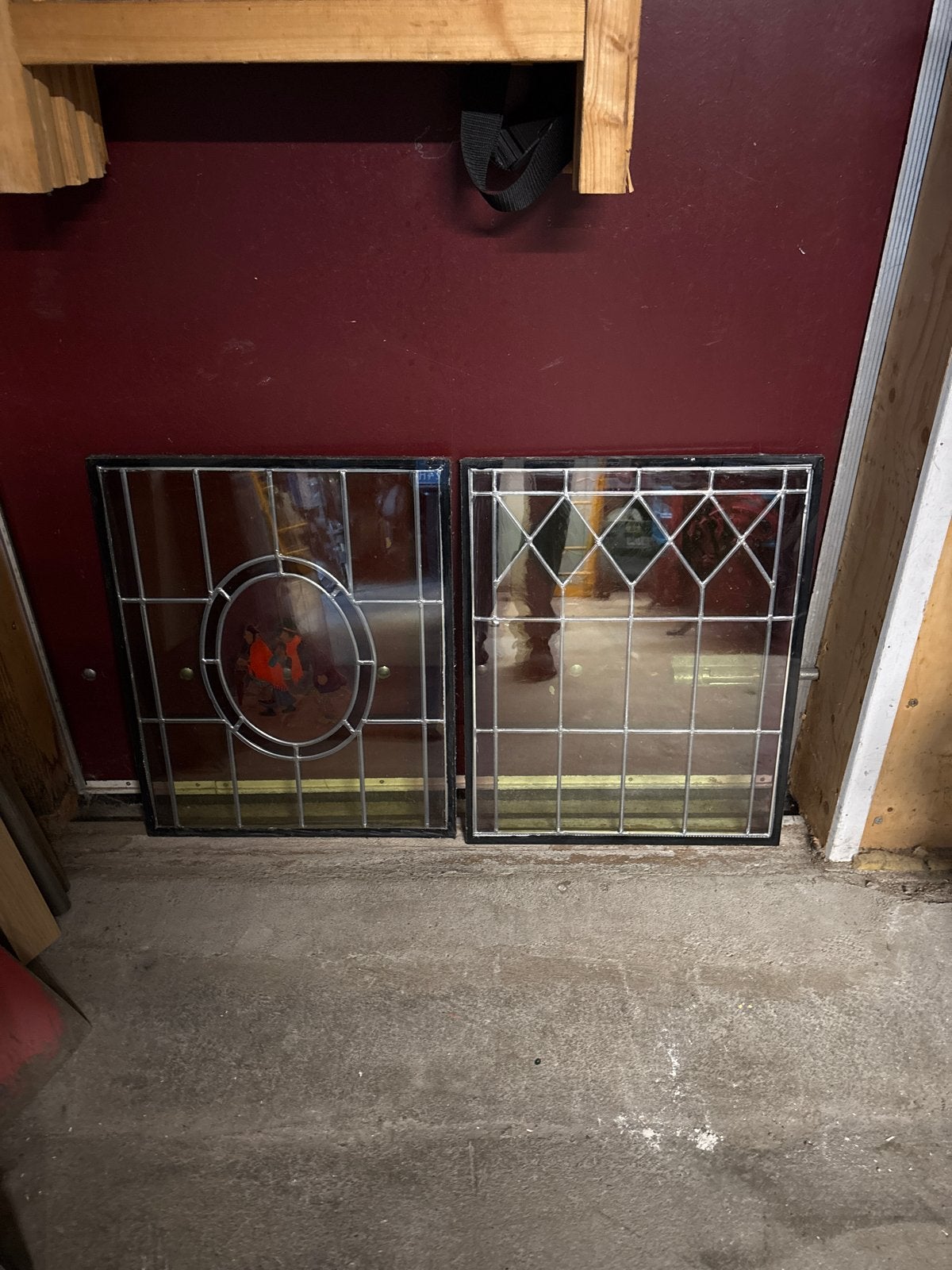 Set van 2 glas-in-lood ramen, decoratief, Doe-het-zelf en Verbouw, Glas en Ramen, Ophalen, Gevelraam of Ruit, Gebruikt, Minder dan 80 cm