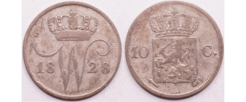 10 cent 1828, Nederland, Willem I, Zilver, Ophalen of Verzenden, 10 cent, Koning Willem I