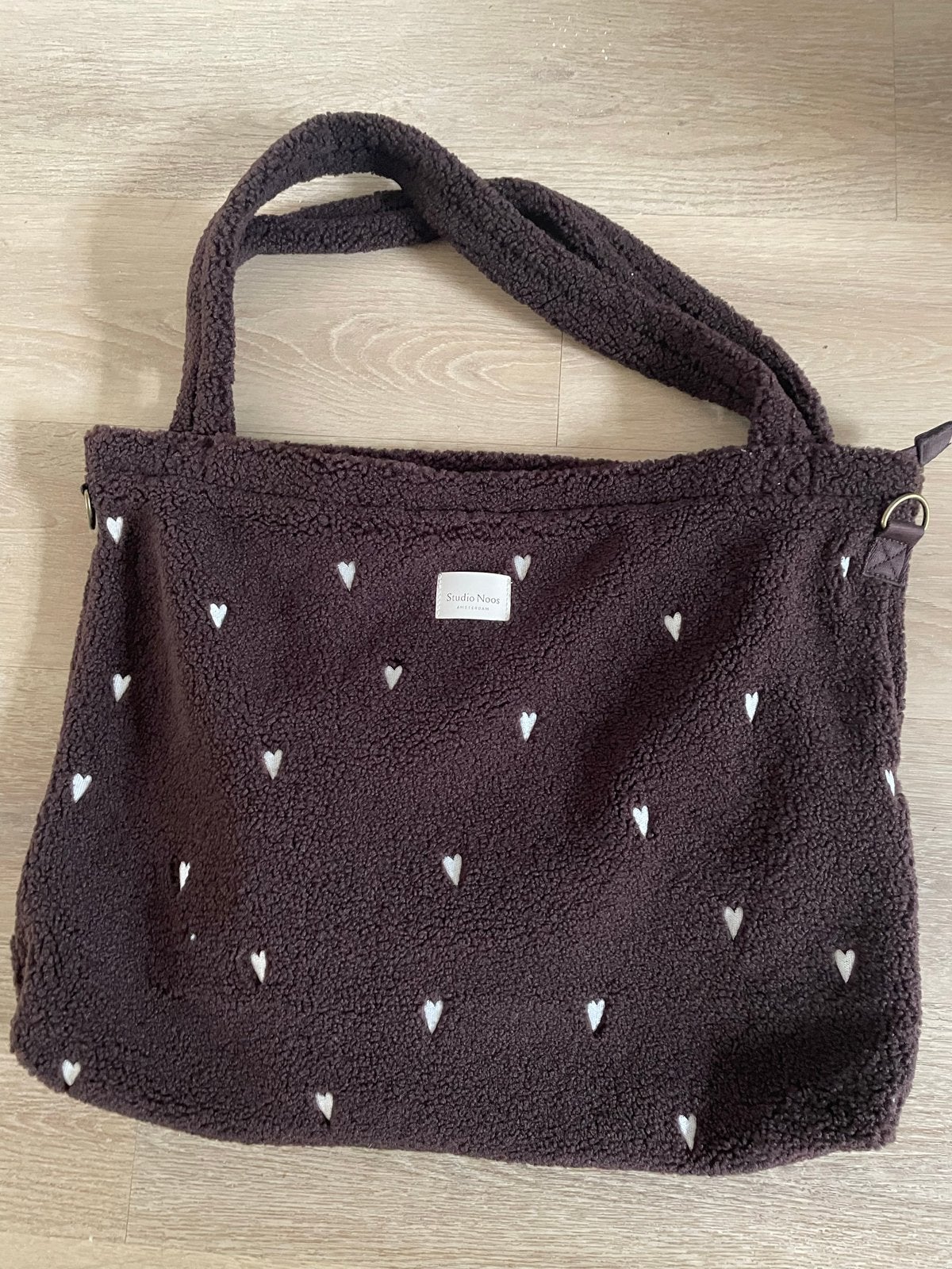 Studio Noos Mombag - Bruin met hartjes, Ophalen of Verzenden, Zo goed als nieuw, Bruin, Shopper