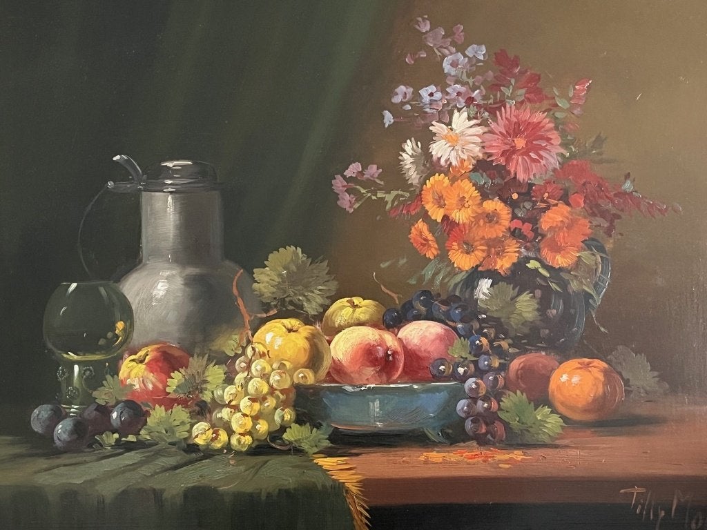 Tilly Moes, stilleven met fruit en bloemen, Antiek en Kunst, Ophalen