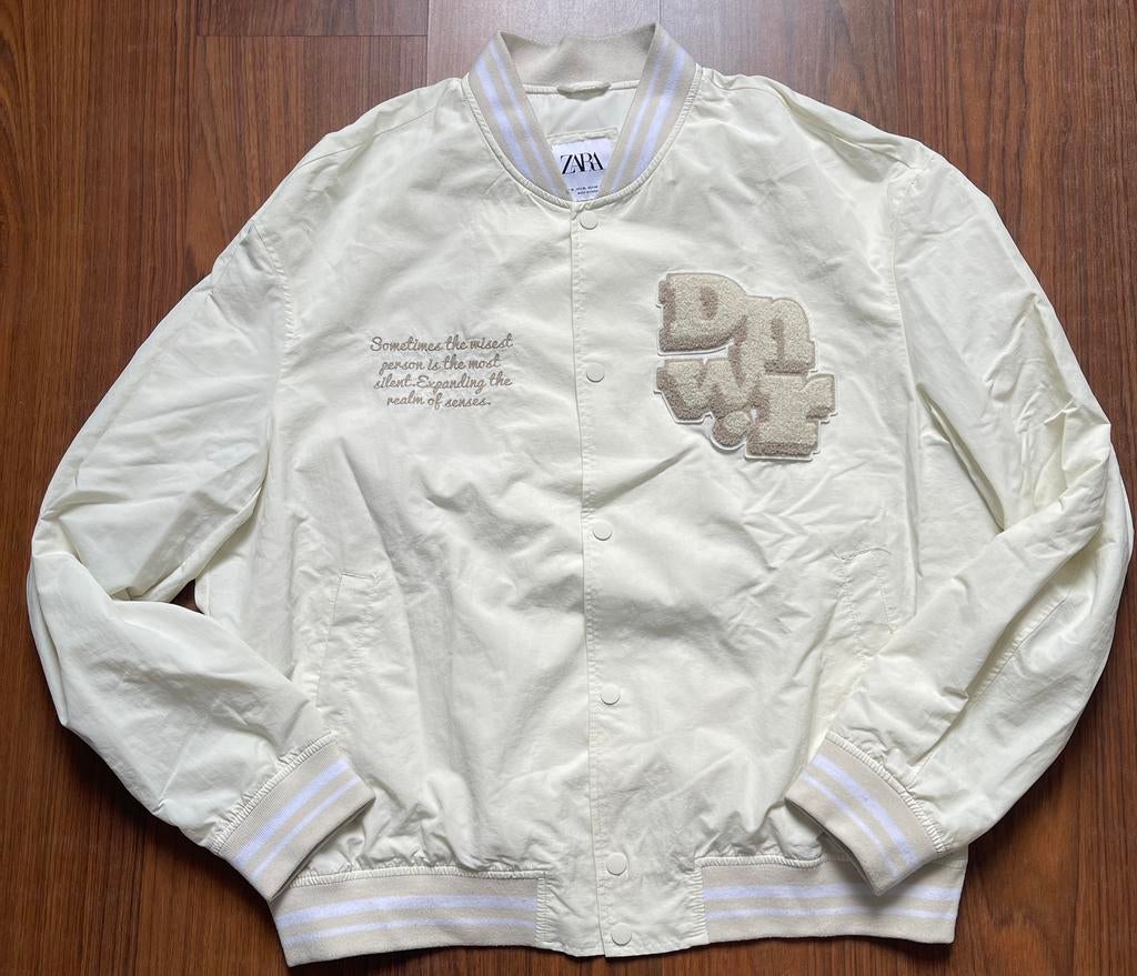 Varsity jacket Zara, XL, Kleding | Heren, Ophalen of Verzenden, Zo goed als nieuw, Maat 56/58 (XL), Beige