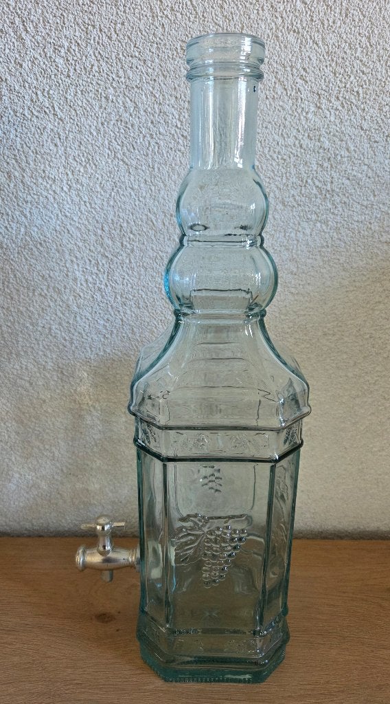 glazen drankdispenser met kraantje -wijnkaraf-limonadetap, Ophalen of Verzenden, Zo goed als nieuw, Glas