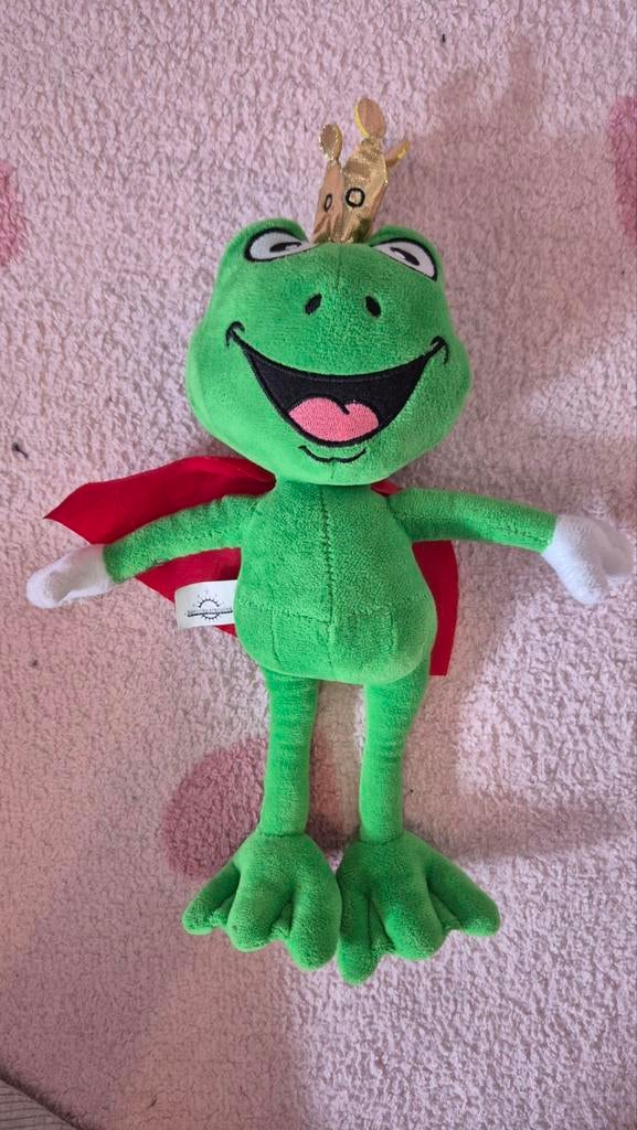 Sprookjescamping Capfun Kikker Lodewijk de knuffel met kroon, Kikker, Groen, Overige merken, Overige karakters