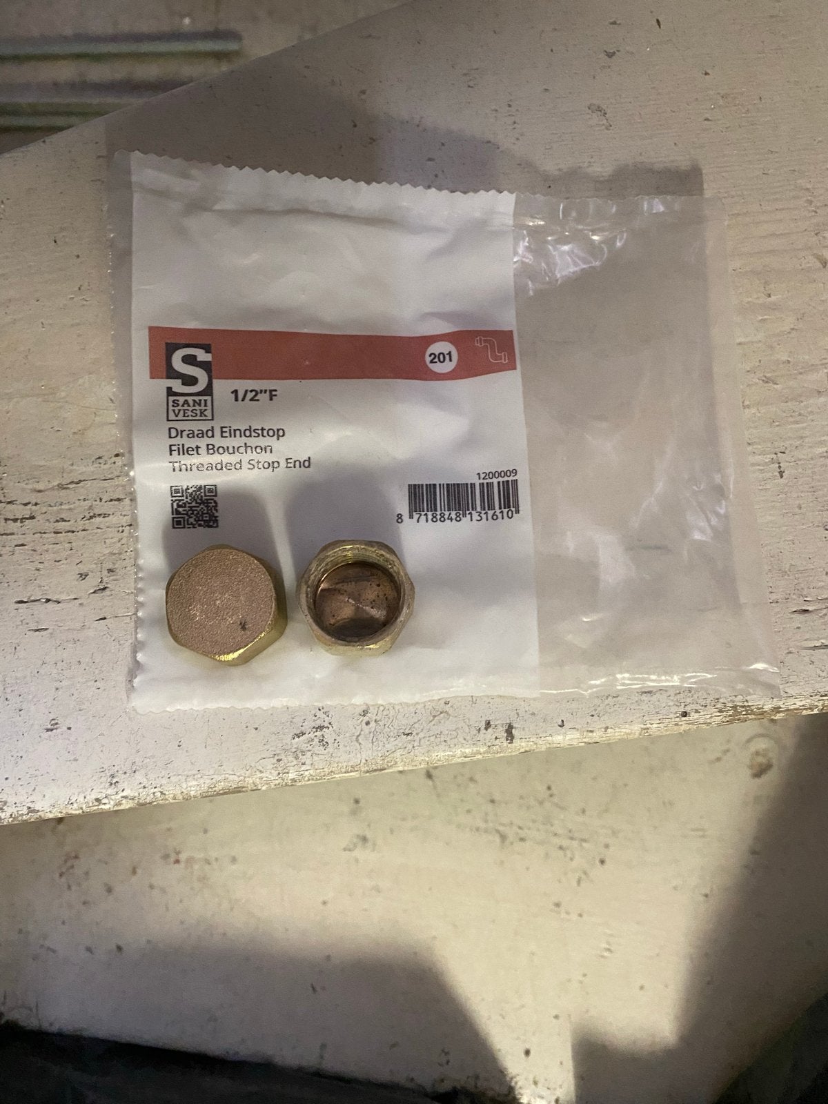 8 stiks SaniVesk Draad Eindstop 1/2"F -, Doe-het-zelf en Verbouw, Buizen en Afvoer, Ophalen, Overige materialen, Minder dan 20 mm