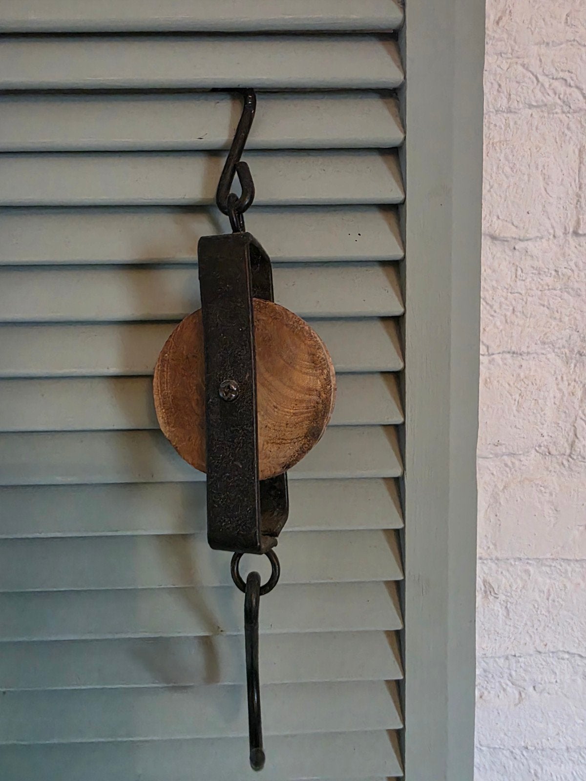 Decoratieve Katrol met Houten Wiel, Ophalen
