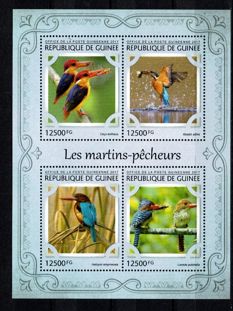 GUINEE 2017 PF BLOK IJSVOGELS VOGELS KINGFISHER BIRDS 2, Ophalen of Verzenden, Postfris, Dier of Natuur