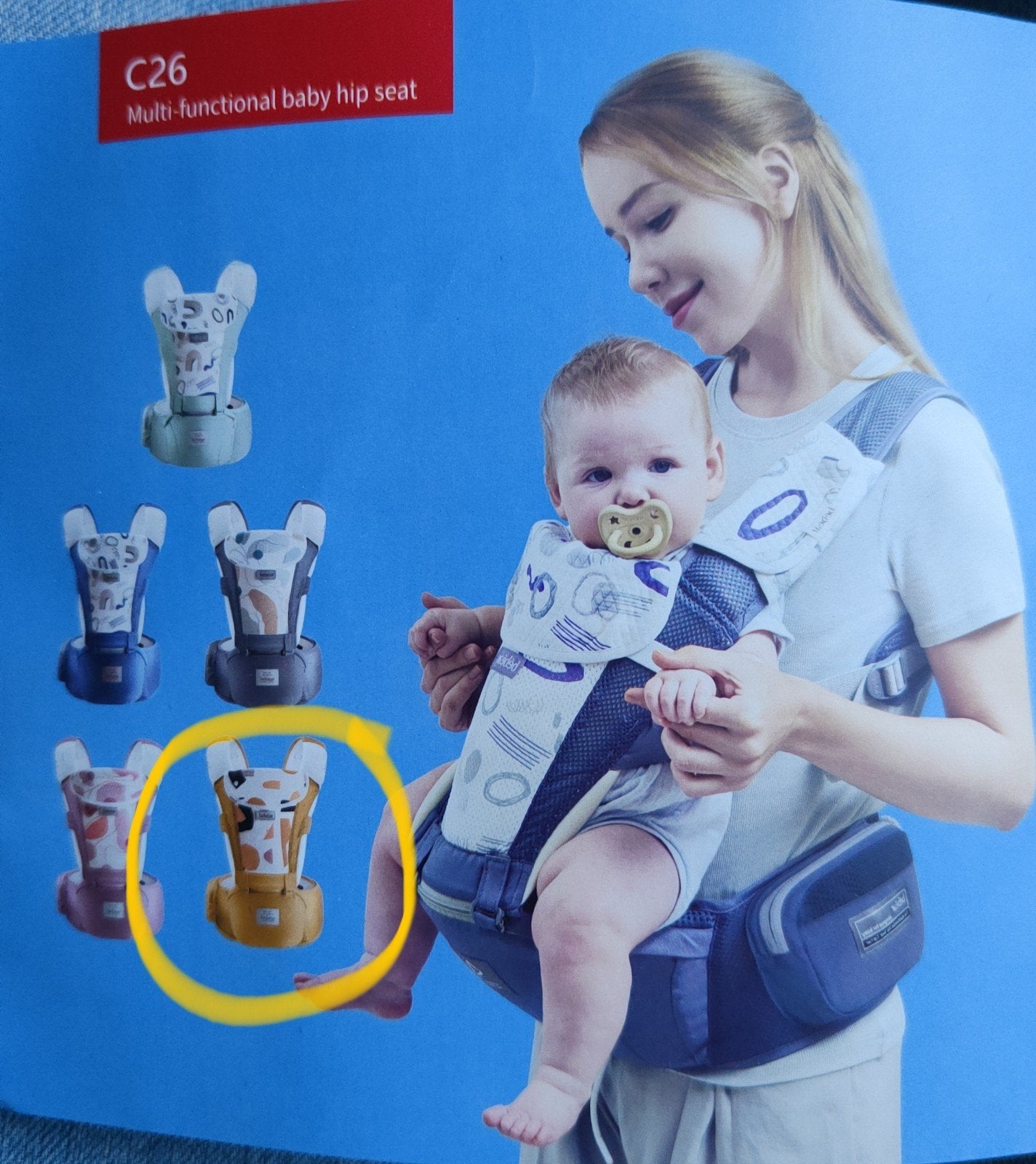 Bebá mour Baby Hip-seat Draagzak - Okergeel, Ophalen of Verzenden