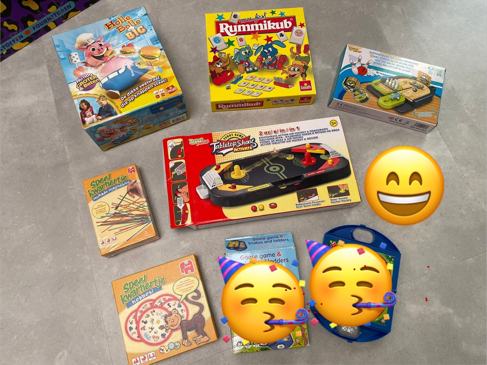 Rummikub, Air hockey, Holle bolle big, bowlen , Mikado etc., Ophalen of Verzenden, Zo goed als nieuw