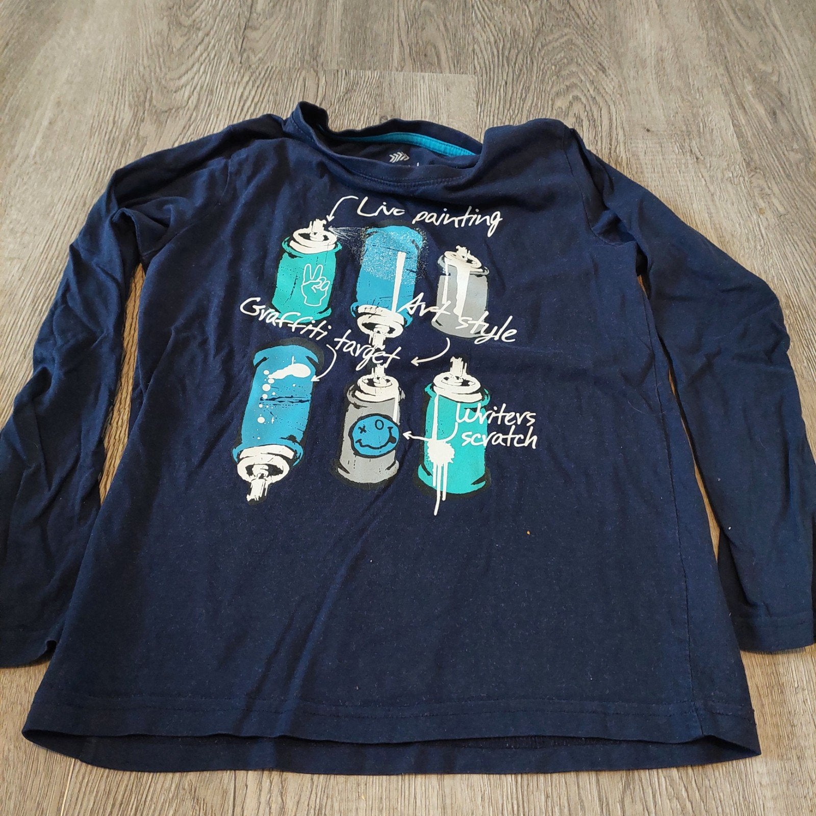 Pepperts! pyjamashirt met graffiti print - Maat 134/140, Nacht- of Onderkleding, Gebruikt, Pepperts!, Ophalen of Verzenden