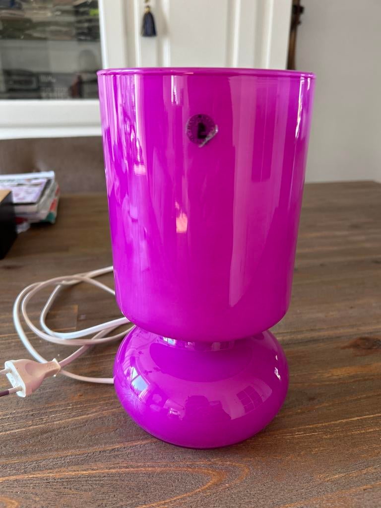 Vintage IKEA Lykta Tafellamp Fuchsia, Vintage, Ophalen of Verzenden, Minder dan 50 cm, Glas