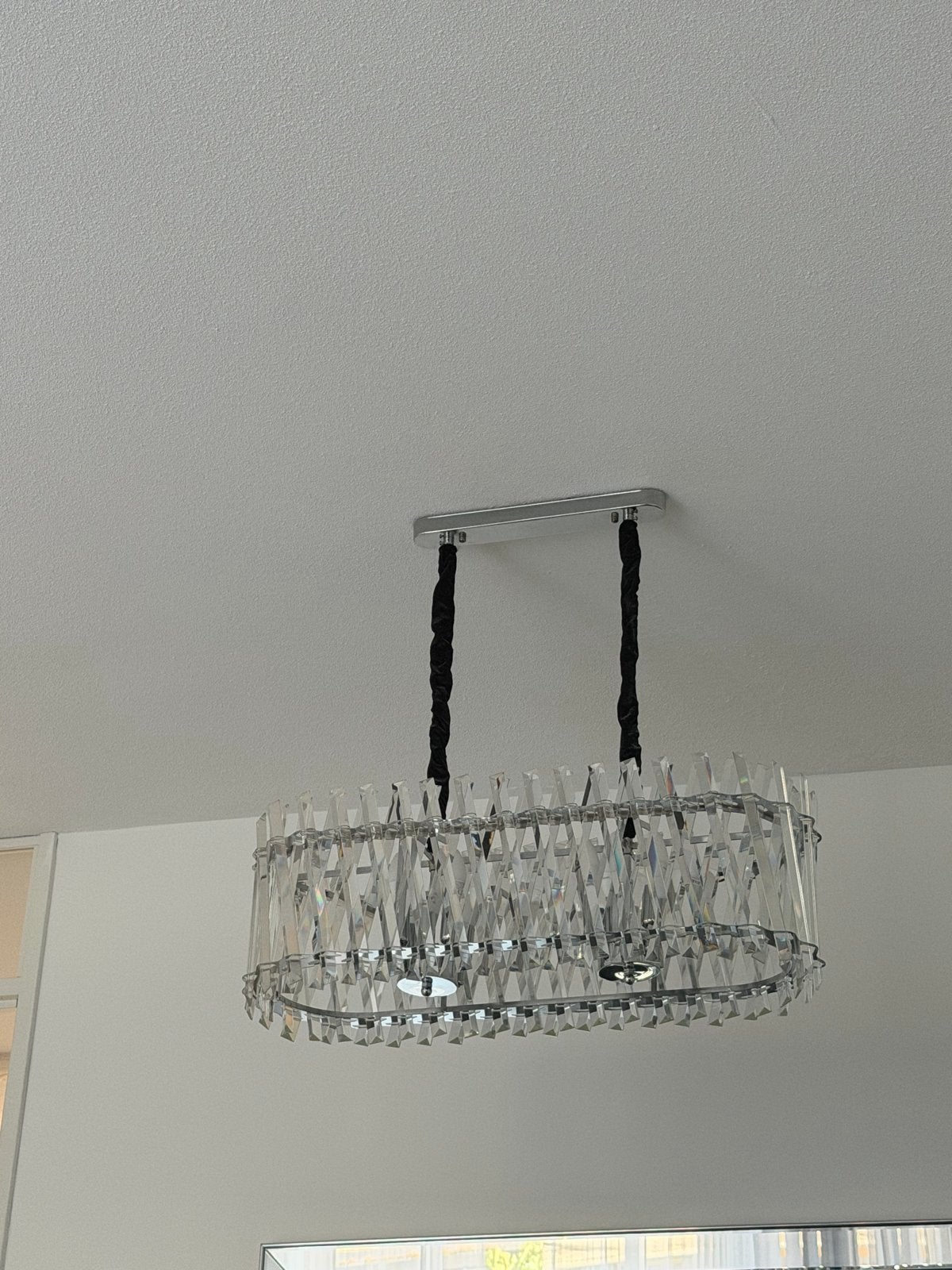 Moderne kristallen hanglamp, Ophalen of Verzenden, Zo goed als nieuw, Metaal, E14 (klein)