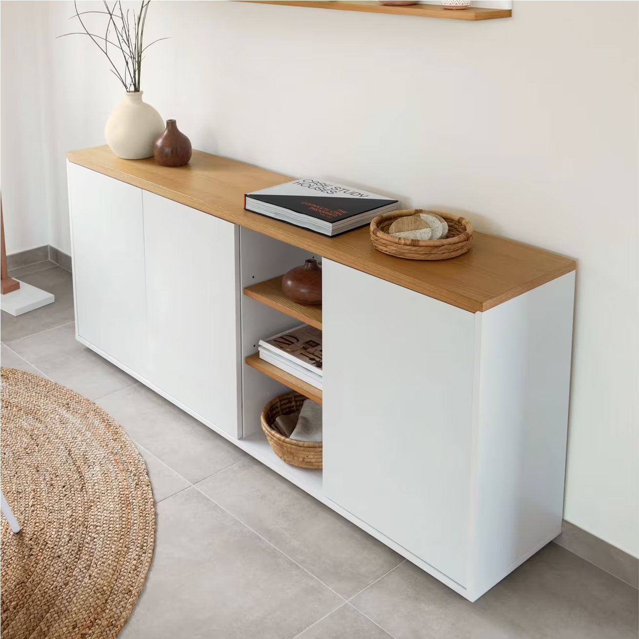 Kave dressoir, Ophalen, Met deur(en), 150 tot 200 cm, Eikenhout