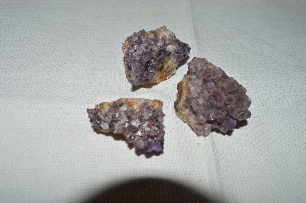 Set van 3 ruwe amethist clusters, Ophalen of Verzenden, Mineraal
