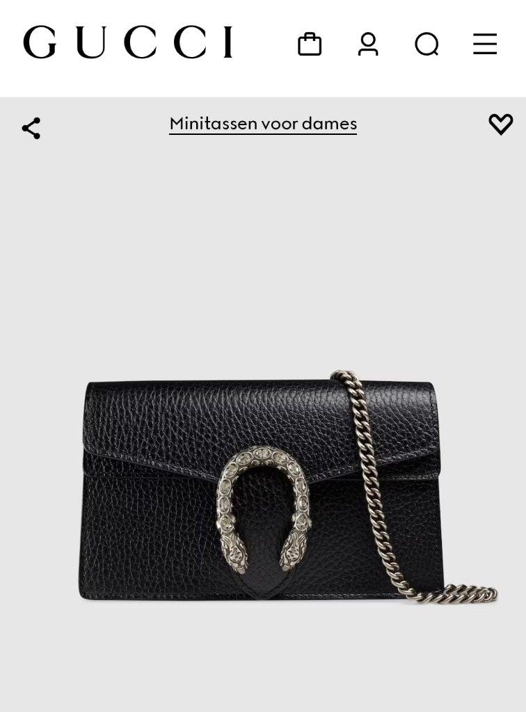 Gucci Dionysus Mini Black, Ophalen of Verzenden, Zo goed als nieuw, Zwart, Handtas