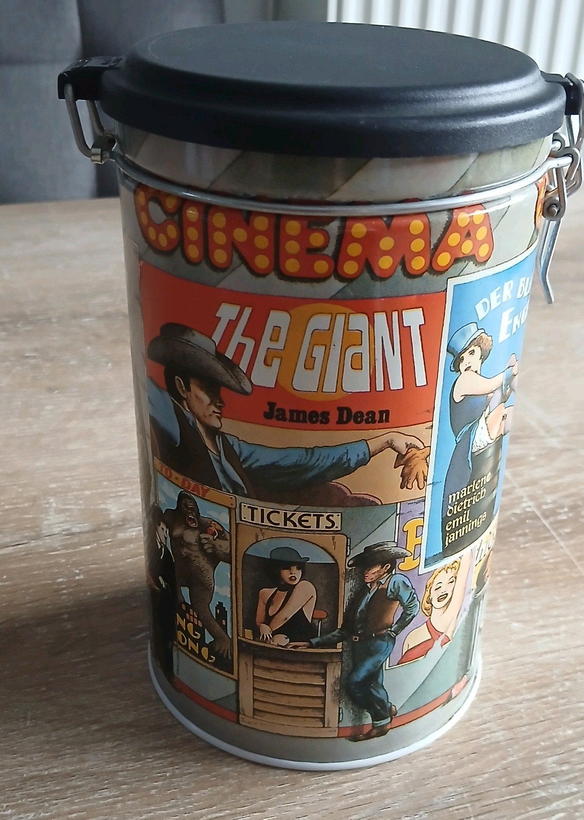 Vintage Mivat Cinema Blik - Marilyn Monroe, James Dean, Ophalen of Verzenden, Meerkleurig, Metaal, Vintage