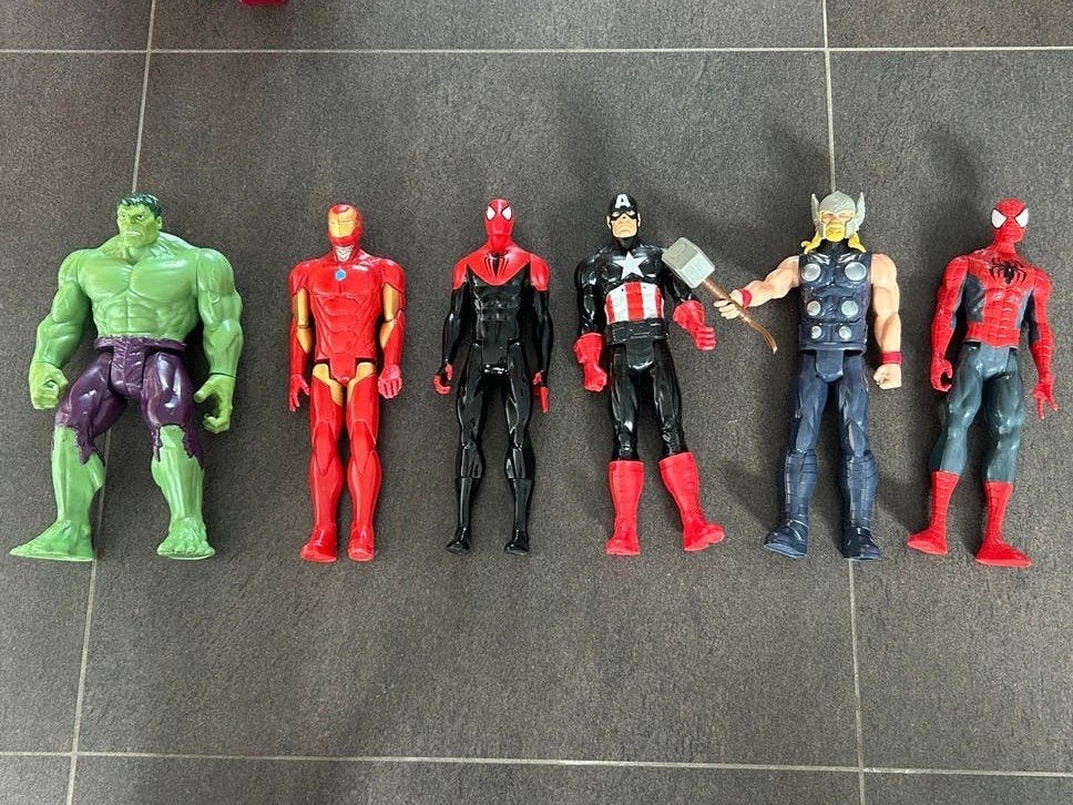 Marvel-actiefiguren set - Hulk, Iron Man, Spiderman,, Ophalen of Verzenden, Gebruikt