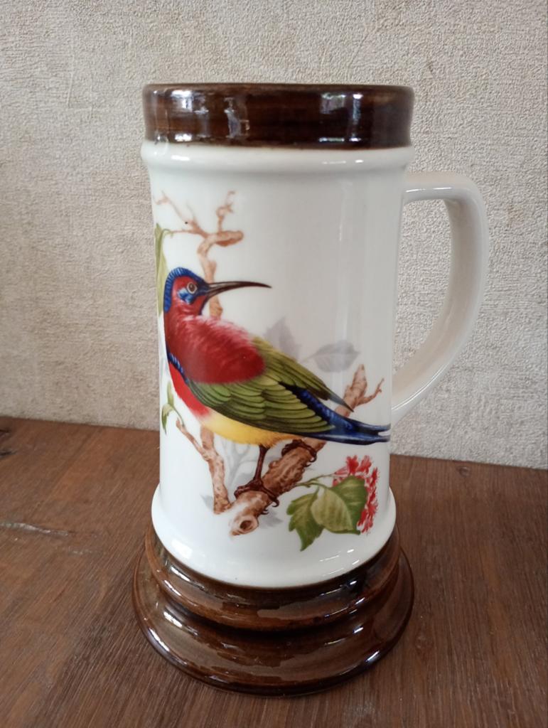 Grote mok of bierpul met vogels, Ophalen of Verzenden, Overige stijlen, Kop(pen) en/of Schotel(s)