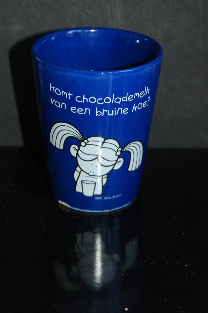 Leuke Blue Band beker kop Bruine Koe, Verzenden, Aardewerk, Overige stijlen, Kop(pen) en/of Schotel(s)