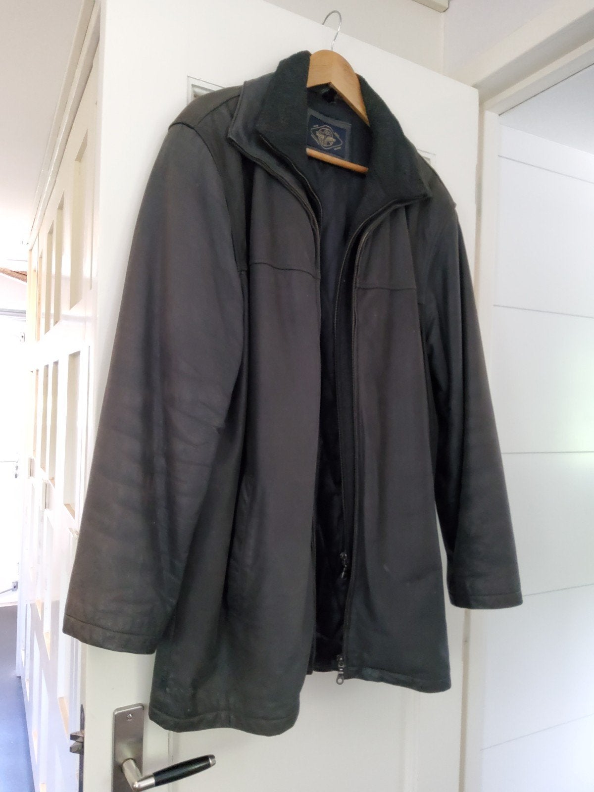 Te koop leren jas, Zwart, Maat 56/58 (XL), Gedragen, Ophalen
