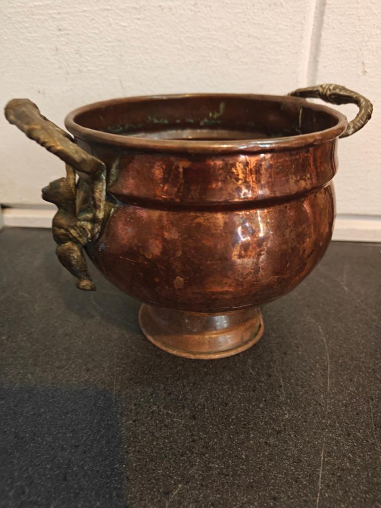 Antieke koperen pot / bowl schaal in mooie staat 22 x15 cm, Antiek en Kunst, Antiek | Koper en Brons, Ophalen of Verzenden, Koper