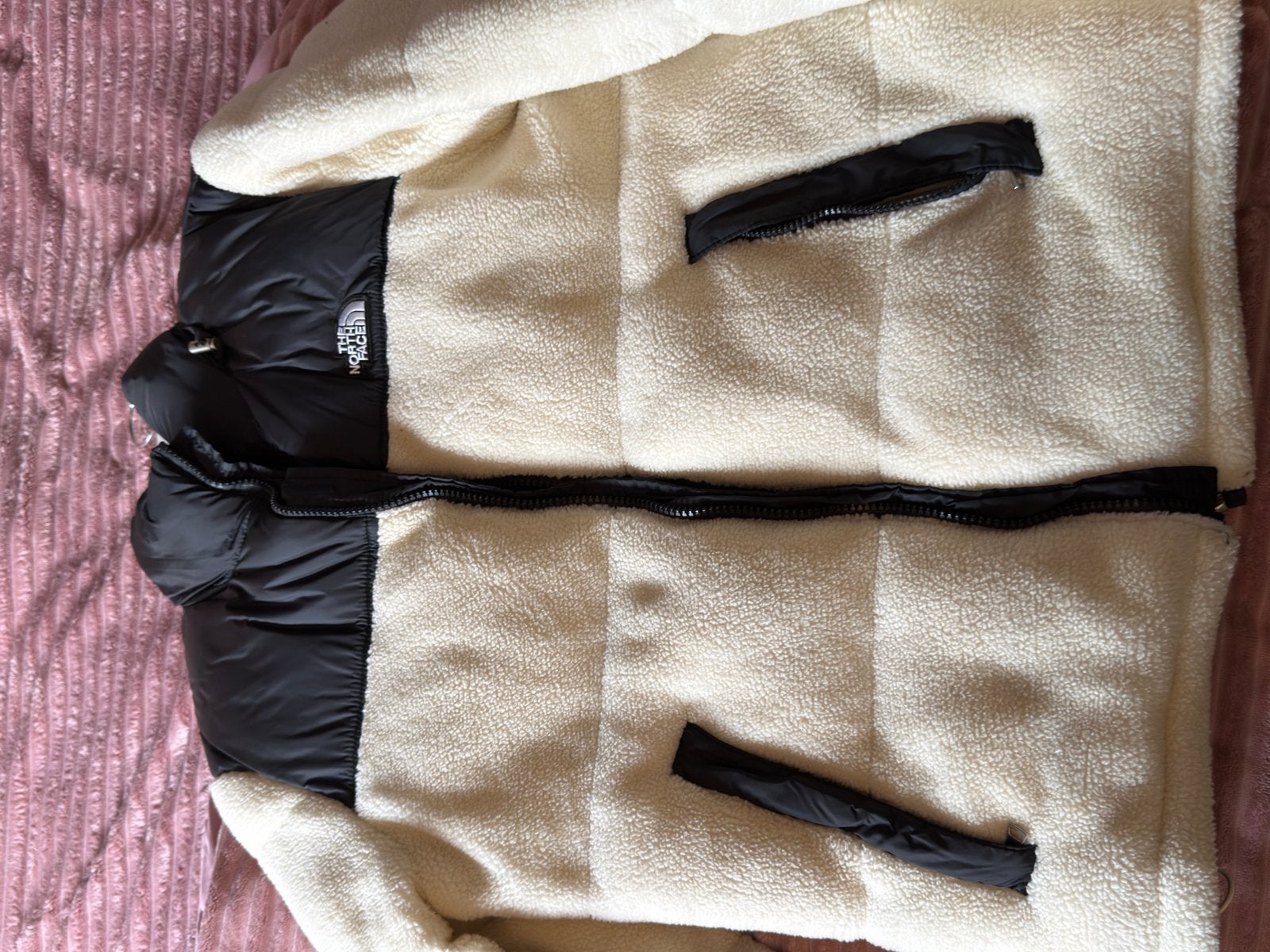 The North Face Sherpa Puffer Jas - Crème/Zwart, Kleding | Heren, Ophalen of Verzenden, Zo goed als nieuw, Meerkleurig