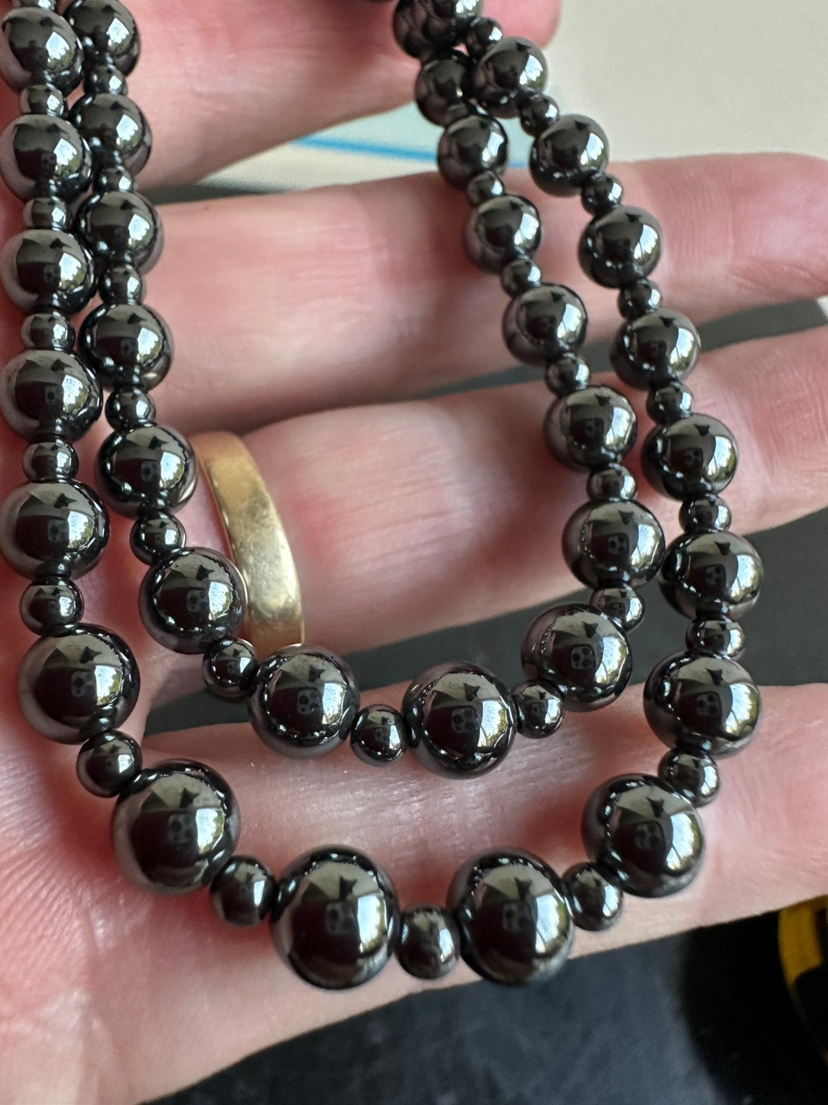 Half edelsteen ketting Hematiet 42 cm, Ophalen of Verzenden, Gebruikt