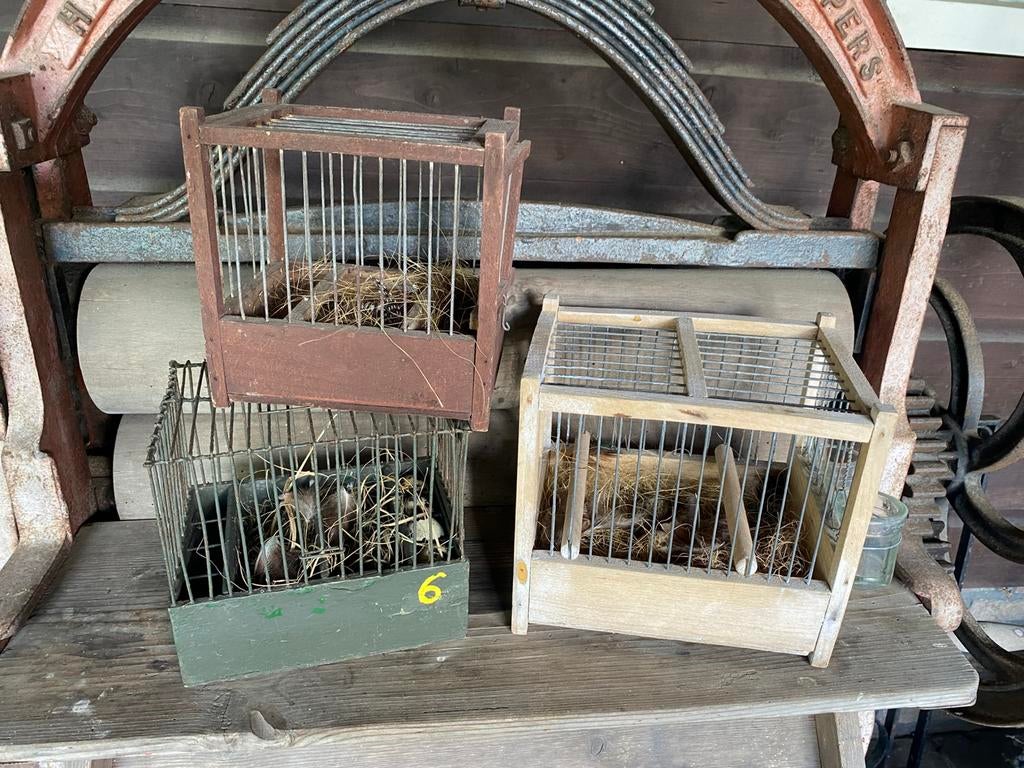Brocante oude houten vogelkooitjes., Ophalen of Verzenden