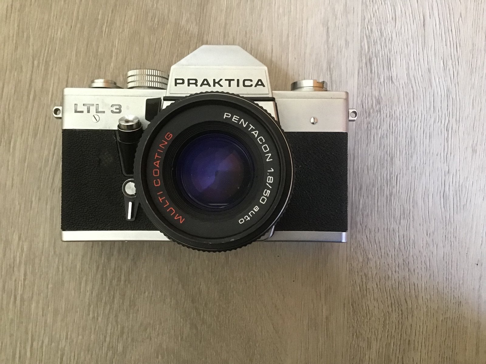 Vintage Praktica LTL 3 fototoestel met Pentacon  lens en tas, Ophalen of Verzenden, Gebruikt, Spiegelreflex, Overige Merken