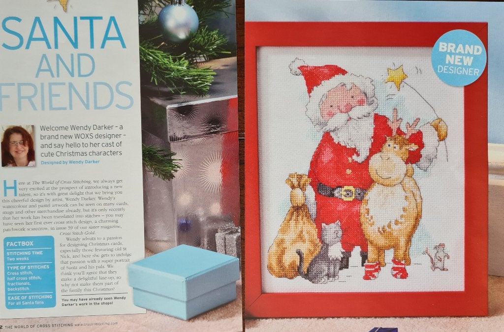 Santa and Friends Kerst borduurpatroon, Ophalen, Nieuw, Handborduren, Patroon