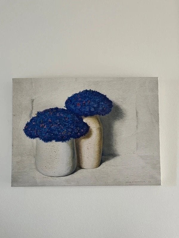 Hans Emmenegger Bouquet of Bluebottles print 30x42cm, Ophalen, 30 cm, Schilderij, Hout