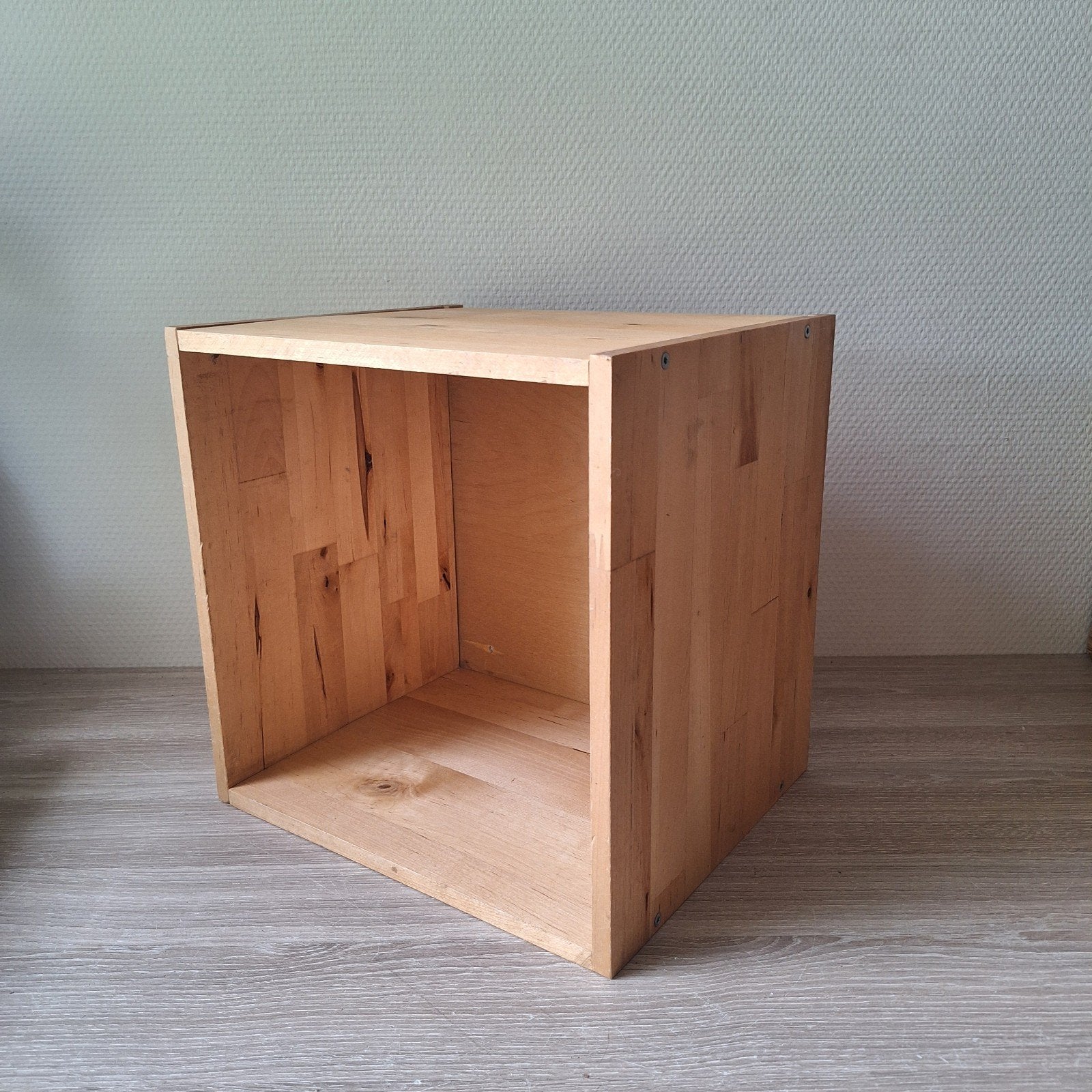 Vintage houten Ikea Forhoja kubus opbergbak opbergkubus, Minder dan 50 cm, Ophalen of Verzenden, Zo goed als nieuw, Minder dan 40 cm
